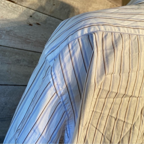 Vintage Givenchy men’s striped‎ button up  long-sleeved shirt in size 18 34-35 - Picture 9 of 11